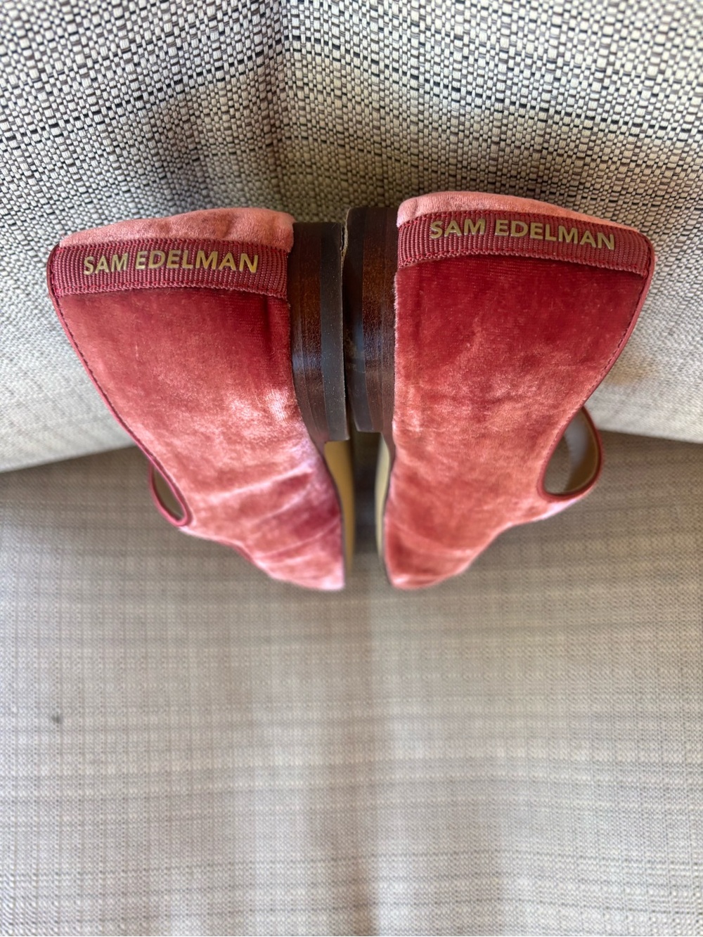 Sam Edelman Rose Pink Velvet Mary Jane Flats - Picture 5 of 6